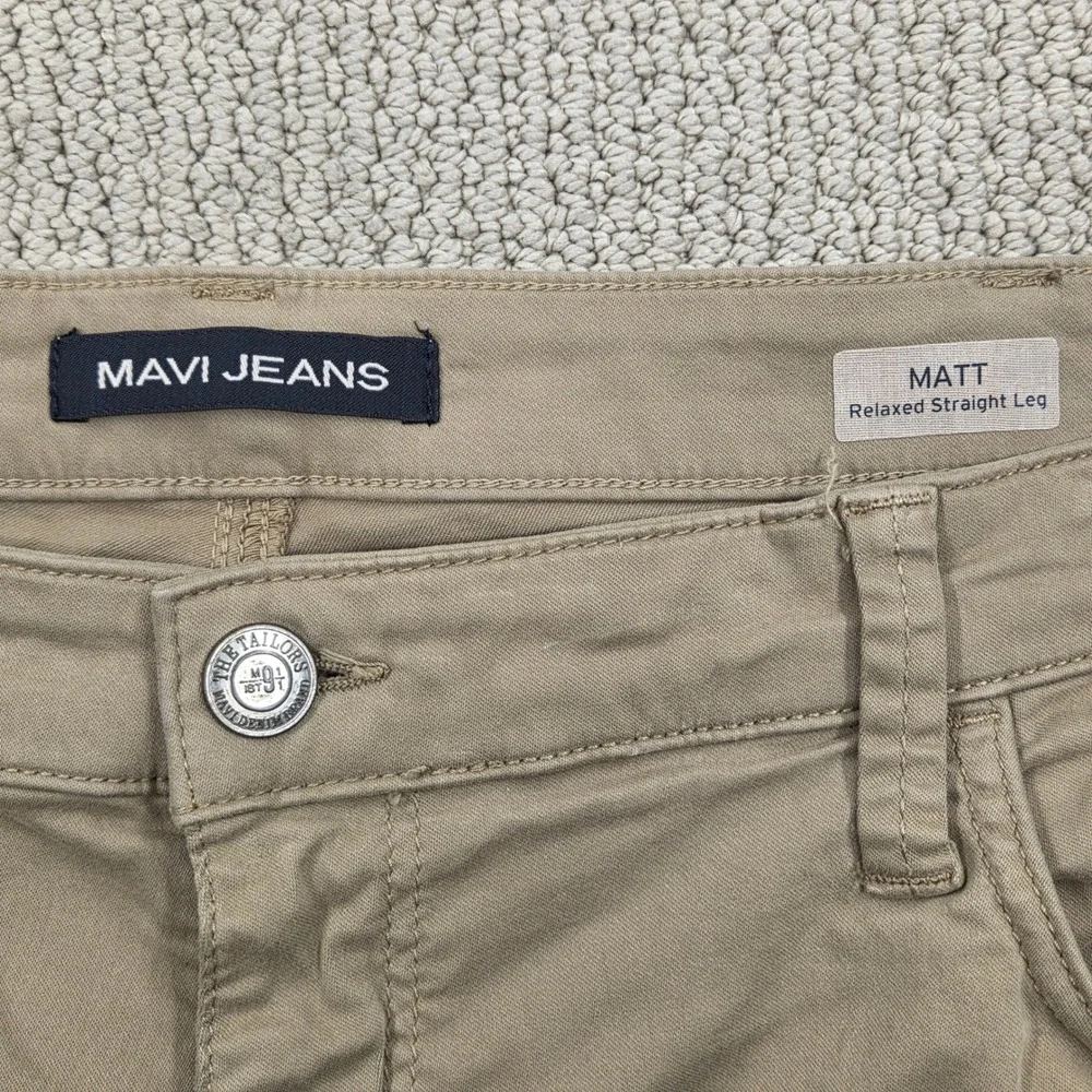 Mavi Jeans Matt Relaxed Straight Leg Twill Pants Stretch Khaki Tan Mens 40x36